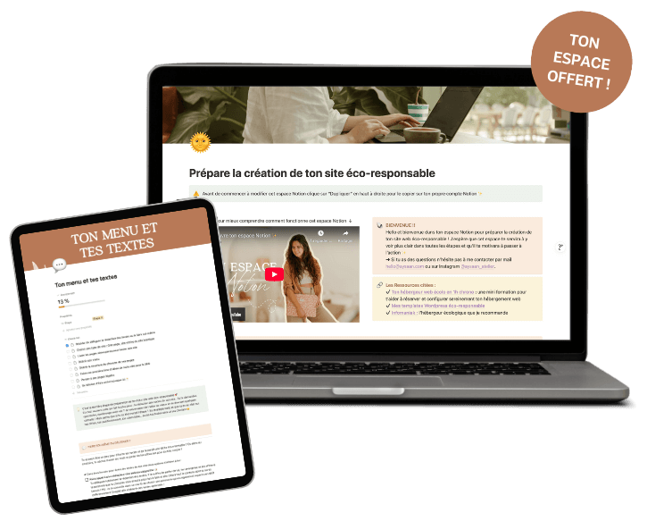 Espace Notion check-list création site internet WordPress éco-responsable Espace Notion check-list création site internet WordPress éco-responsable