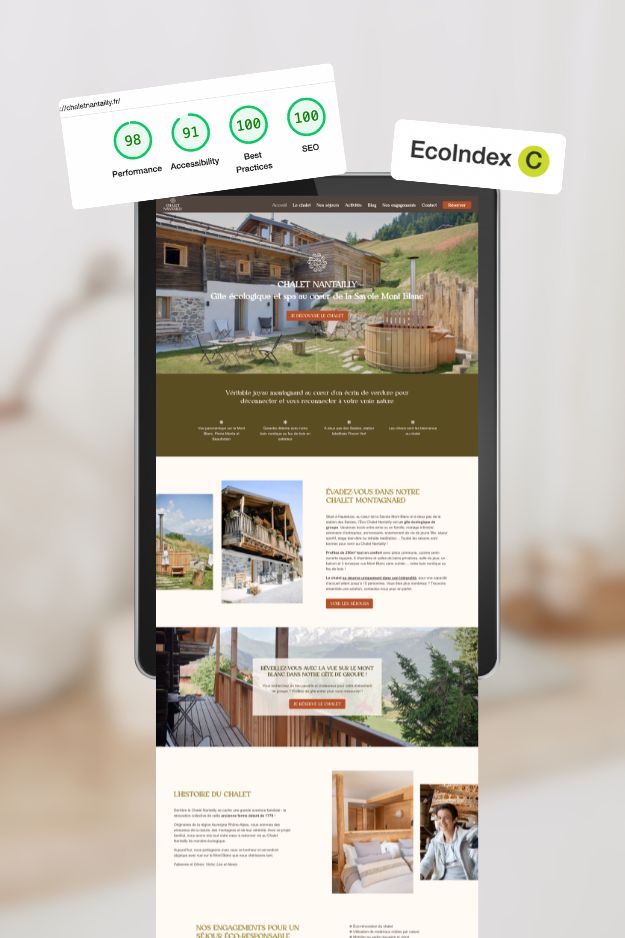 Site web éco-responsable hébergement touristique Chalet Nantailly