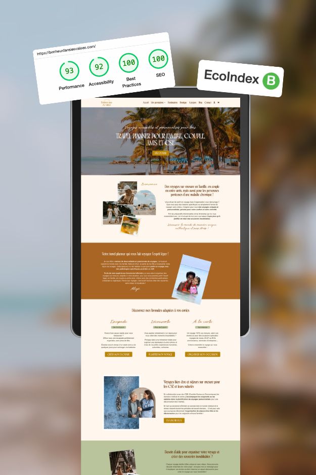 Site web éco-responsable travel planner ebooks