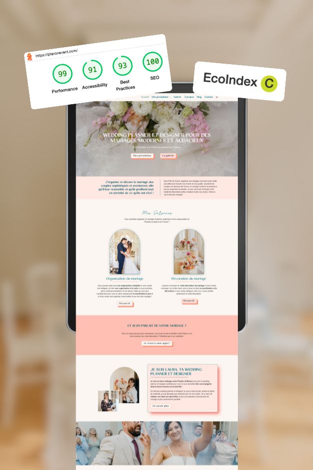 Site web éco-responsable wedding planner Plan'on Event
