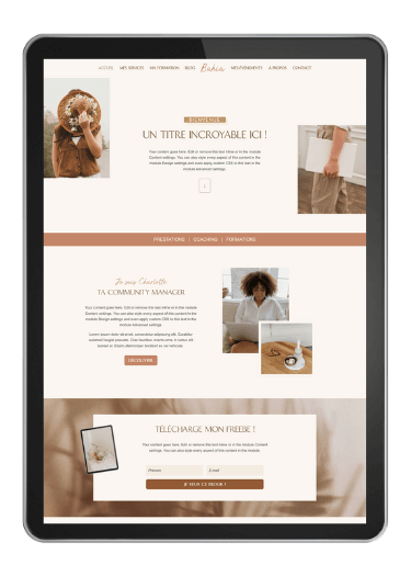 Template WordPress Bahia éco-responsable site web création entrepreneur freelance Community Mananger